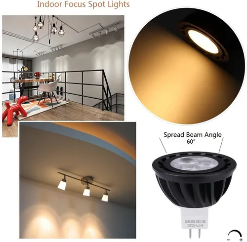 Vista 3 de Arrownine Bombilla LED MR16 de 5 vatios, resistente al agua, IP65, bajo voltaje 9-17 V CA/CC, regulable, base de dos pines GU5.3 para bombillas