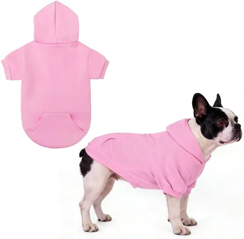 Vista 26 de KOOLTAIL Sudadera básica con capucha para perro, suave y cálida, con agujero para correa y con bolsillo, abrigo de invierno para perros, ropa