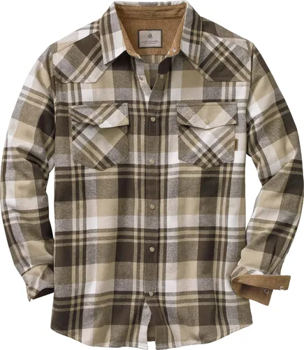 Vista 18 de Legendary Whitetails Camisa de franela para hombre, tipo vaquera, con botones, de algodón cepillado negro espiga