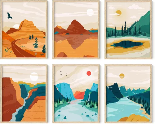 Vista 43 de HAUS AND HUES Pósteres vintage del parque nacional, juego de 6 impresiones artísticas de parques nacionales, arte de pared de naturaleza y juego