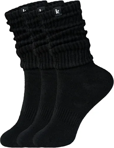 Vista 9 de Kamo Fitness Acogedor paquete de 3 pares: calcetines largos para mujer, suaves y transpirables para botas y calcetines holgados, talla 5-9