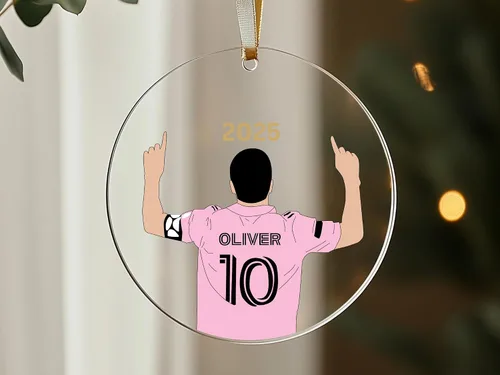Vista 7 de Adorno de cerámica de fútbol navideño personalizado, regalos de mini pelota de equipo de fútbol, regalo personalizable, recuerdo