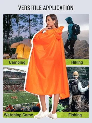 Vista 6 de Impermeable con capucha estilo poncho, para hombres y mujeres