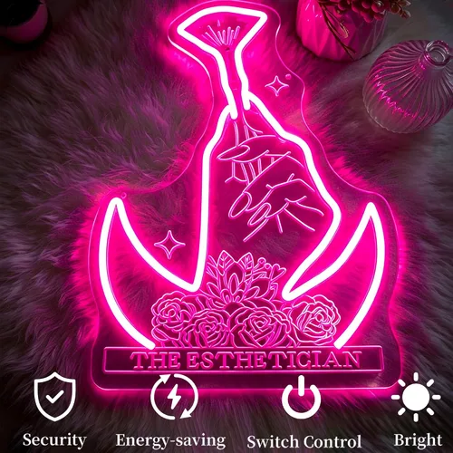 Vista 5 de Letrero de neón de maquillaje con luces LED de neón para decoración de pared, letrero iluminado para salón de belleza, fiesta de cumpleaños, club