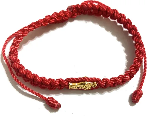 Vista 3 de Pulsera de hilo rojo de San Judas Tadeo Roja de hilo de San Judas Tadeo, Cuentas de cristal, No