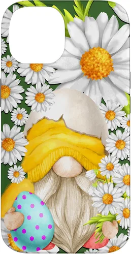 Vista 4 de iPhone 16 Easter Chick Gnome Graphic For Women Floral Daisy Flower Case