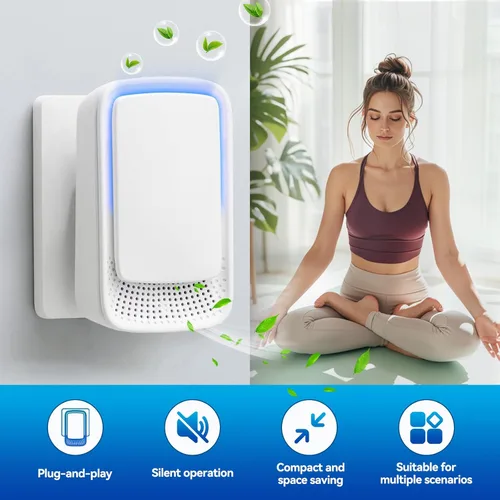 Vista 3 de Purificador de aire enchufable para el hogar, ionizadores de aire de iones negativos, ambientador silencioso para dormitorio, oficina, cocina, mini