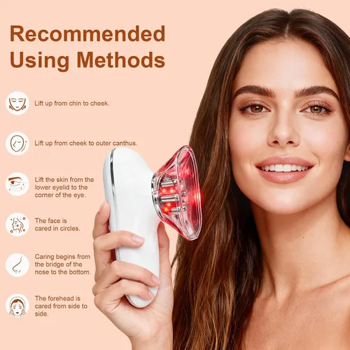 Vista 2 de 5-in-1 Electric Body Sculpting Massager - Red Blue LED Light Therapy & Microcurrent Tool with Oval/Round Suction Cups for Face & Body Tightening