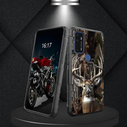 Vista 268 de Funda para AT&T Maestro Max 2021/Cricket Ovation 2 con protector de pantalla de vidrio templado, funda resistente con función atril integrada