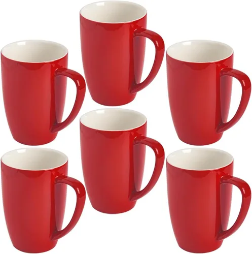 Vista 13 de homEdge Juego de tazas de porcelana, taza de 16 onzas para té, latte, moca, chocolate caliente, juego de 6, colores surtidos