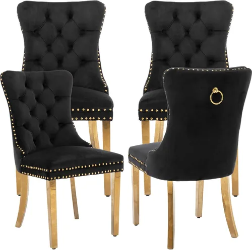 Vista 17 de Juego de 2 Sillas de Comedor Modernas de Mediados de Siglo, Tapizadas en Terciopelo Beige con Respaldo Acolchado, Sillas de Cocina y Comedor, Patas