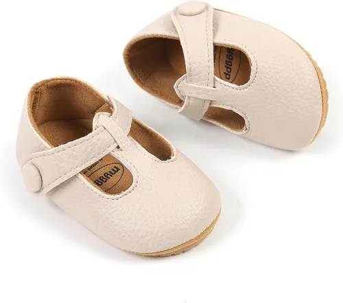 Vista 4 de SOFMUO Zapatos deportivos de cuero con cordones para bebés, niños y niñas, suela de goma suave, mocasines Oxford para recién nacidos