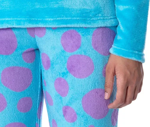 Vista 3 de Disney Monsters Inc. Sulley - Conjunto de pijama de forro polar de felpa bordada para mujer, 2 piezas