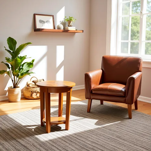 Vista 7 de Alaterre Furniture Revive - Mesa auxiliar redonda de 20 pulgadas con estante inferior para almacenamiento y personajes de madera únicos, muebles