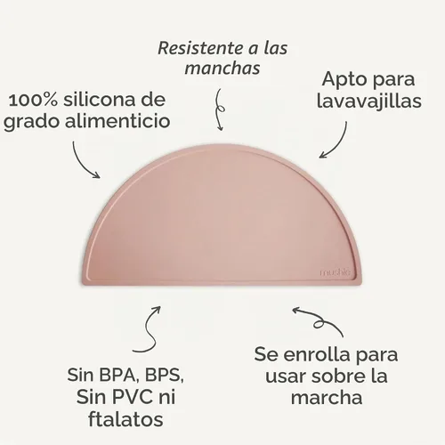 Vista 9 de mushie Mantel individual de silicona para niños, diseño antideslizante sin BPA (margarita negra)