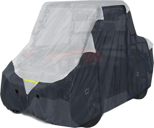 Vista 5 de EliteShield Cubierta impermeable Quad 4 x 4 UTV, remolcable resistente, cubierta de almacenamiento SXS para vehículos utilitarios, gris/negro, se