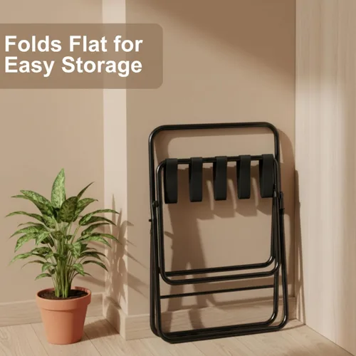 Vista 4 de USTECH Portaequipajes de acero inoxidable de doble nivel premontado, portaequipajes duradero para habitación de invitados con capacidad para hasta