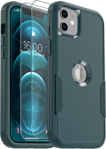 Vista 27 de Funda para iPhone 12, 2 protectores de pantalla de vidrio templado, 10 pies a prueba de caídas, antideslizante, a prueba de golpes, para iPhone 12