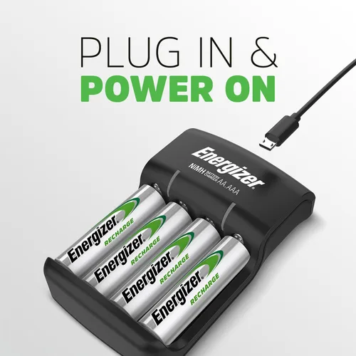 Vista 6 de Energizer Cargador básico de recarga con 2 baterías recargables AA NiMH (incluidas), indicador led