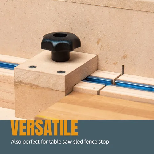Vista 7 de POWERTEC 71484 Kit de perilla de pista en T con perilla de 7 estrellas, pernos roscados 1/4-20 y arandelas, juego de 4 pernos de riel en T