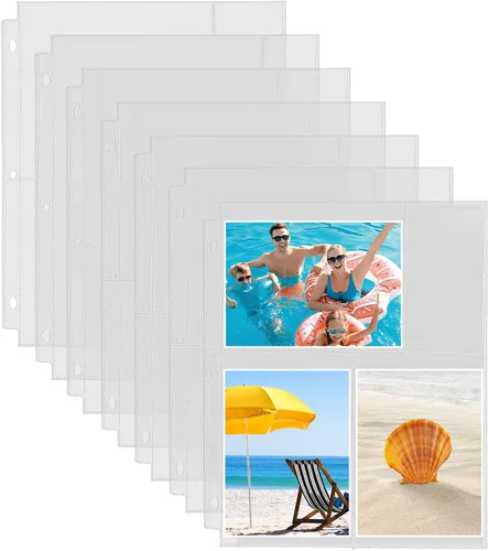 Vista 10 de Fabmaker Paquete de 30 fundas de fotos para carpeta de 3 anillas (3.5 x 5, para 240 fotos), protectores de páginas de fotos archivales de 3.5 x 5
