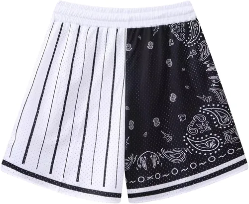 Vista 9 de BOOMLEMON Pantalones cortos de baloncesto para hombre, pantalones cortos de entrenamiento atléticos de cachemira, pantalones cortos de malla