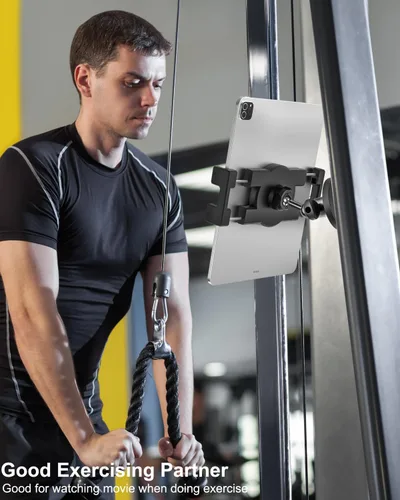Vista 4 de Soporte magnético para tablet de gimnasio - [Imanes fuertes] Soporte de tableta para carrito de golf para gimnasio con base de metal ajustable