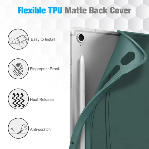 Vista 4 de Fintie Funda para Samsung Galaxy Tab S10 FE/ S9 FE 5G 10.9 pulgadas/Tab S9 11 pulgadas con soporte para S Pen Holder, multiángulo de visión Verde