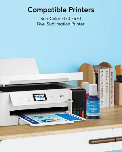 Vista 2 de Hiipoo 560ML T49M Tinta de Sublimación para Impresoras Epson Surecolor F170 F570 (T49M1 T49M2 T49M3 T49M4 Autofill/ICC-Free/Anti-UV)