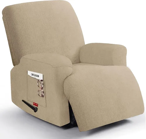 Vista 60 de 3 fundas elásticas para sillas reclinables, fundas de tela de felpa y protectores duraderos de muebles para niños y mascotas (1 plaza, negro)