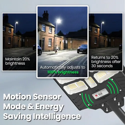 Vista 5 de 8000 W Luces de calle solares al aire libre - Luces solares al aire libre impermeables con sensor de movimiento, luces de estacionamiento