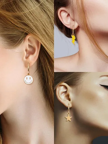 Vista 27 de Preppy Heishi - Juego de pulseras de surfista para niñas adolescentes, bonitos aretes estéticos, anillos estéticos preppy coloridos de oro blanco