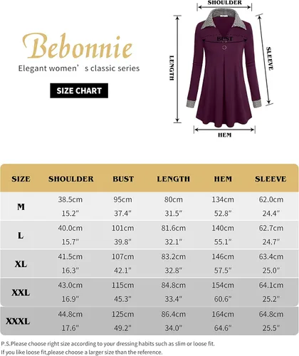 Vista 7 de Bebonnie Blusa casual de manga larga con cuello en V y solapa para mujer con botones