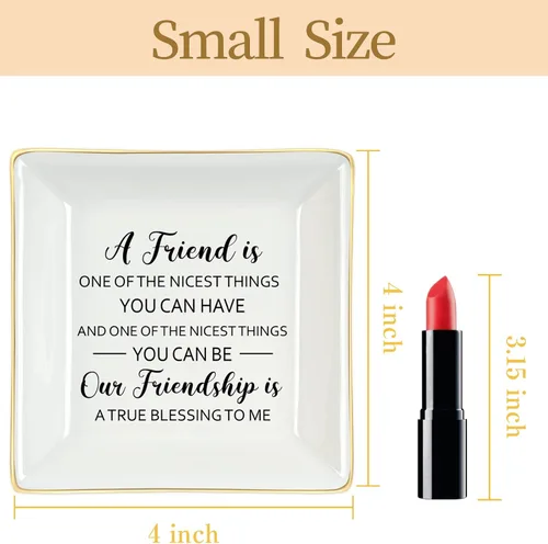 Vista 7 de Homlouue Bandeja de joyería con texto en inglés "A Friend is One of the Nicest Things You Can Ten", regalo de amistad, regalo de cumpleaños