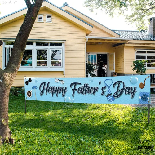 Vista 5 de KatchOn, Cartel de feliz día del padre – XL, 120 x 20 pulgadas Cartel de feliz día del padre, decoraciones del día del padre para fiesta, telón