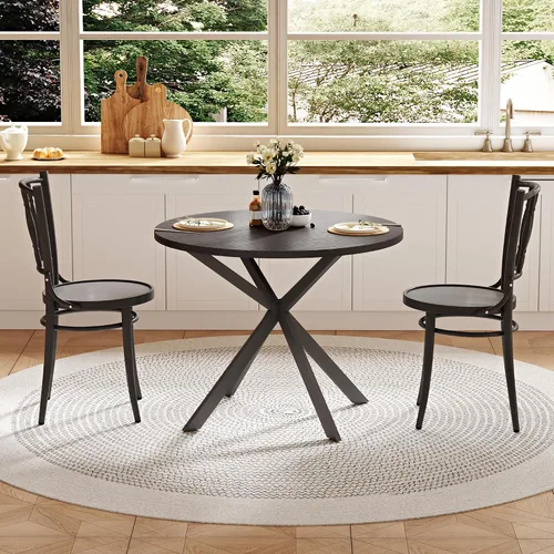 Vista 3 de ChooChoo - Mesa de comedor redonda de 31.5 pulgadas para 2 Negro