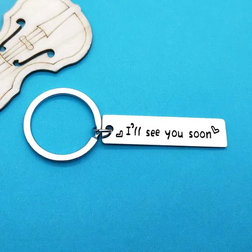 Vista 6 de Xiahuyu Llavero de regalo para relaciones a larga distancia, llavero con texto en inglés "I'll See You Soon", regalos para novio, novia, regalos