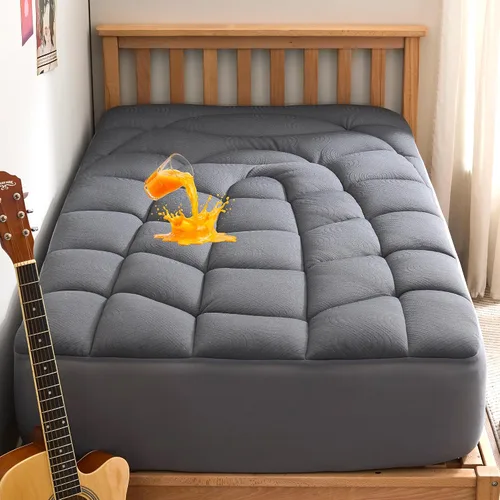 Vista 60 de Unikome Protector de colchón King impermeable ergonómico acolchado para 2-Gris