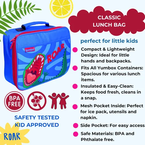 Vista 10 de Yumbox Bolsa de almuerzo + bolsa de sándwich reutilizable gratis, lonchera aislada para niños, perfecta para preescolar, jardín de infantes