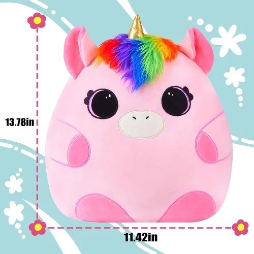 Vista 3 de Almohada grande de peluche de unicornio, tamaño grande, lindo y suave de 13 pulgadas de grasa Kawaii para abrazar, regalo para niños (unicornio)