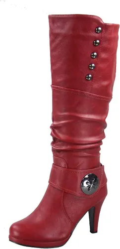 Vista 3 de FZ-Win-45 Botas altas de tacón alto con plataforma y cremallera para mujer