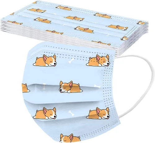 Vista 5 de 50 máscaras desechables para adultos, gatos, gatitos, antipolvo, cuidado de la piel, para vacaciones, máscara facial con estampado de cachorro
