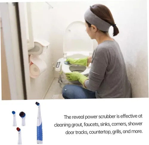 Vista 5 de Reveal Power Scrubber Cepillo de limpieza eléctrico con 4 cabezales de cepillo para bañera cocina azul..