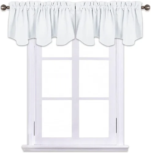 Vista 6 de NICETOWN Cenefas blancas puras para ventanas, cenefa festoneada sólida con bolsillo para barra, paneles de cortina cortos para cocina, oficina