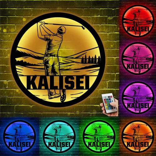 Vista 22 de Arte de Pared de Metal Personalizado de Béisbol con Bandera de EE.UU. con Luz LED, Letrero Personalizado con Nombre de Jugador de Sóftbol Americano