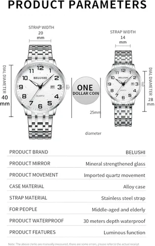 Vista 8 de Gosasa Reloj de cuarzo fácil de leer para personas mayores, números grandes, calendario, resistencia al agua de 98.4 ft, luminoso, reloj de pulsera
