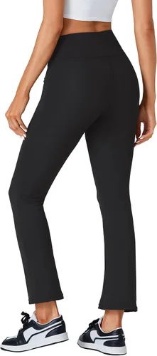 Vista 2 de Vrtige Pantalones de yoga para mujer con bolsillos, cintura alta, pantalones de yoga con control de abdomen, pantalones de entrenamiento