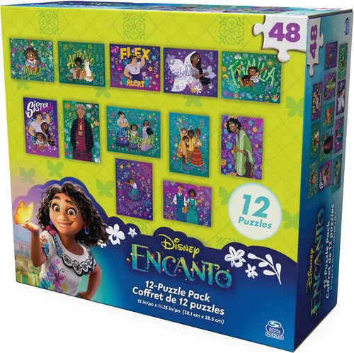 Vista 5 de Spin Master Games, Rompecabezas de Disney, Encanto - Paquete de 12, 48 piezas, rompecabezas para niños, juguetes de Disney, a partir de 4 años