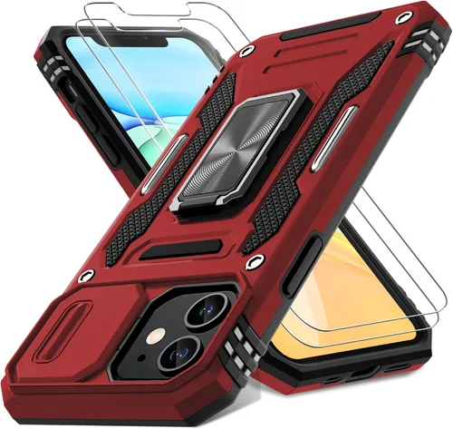 Vista 31 de DEERLAMN Funda para iPhone Air de 6.5 pulgadas con cubierta deslizante para cámara + protector de pantalla (2 paquetes), soporte de anillo giratorio