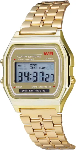 Vista 9 de Reloj digital, reloj deportivo LED F91W - Reloj electrónico ajustable con correa de acero para negocios
